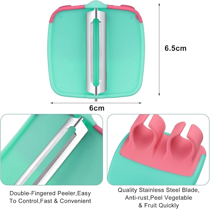 Mudder 4 Pieces Finger Vegetable Palm Peeler Kitchen Fruit Potato Peeler with Comfortable Rubber Finger Grip For Pumpkin Carrot Cucumber Potato - Image 2