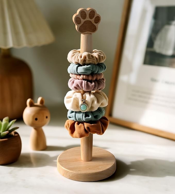 KitchLife Cute Wooden Paper Towel Holder Countertop - Solid Freestanding Paper Towel Dispenser Stand Organizer with Anti-Skid Base (Paw) - Image 7