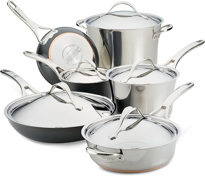 Anolon Stainless Steel & Hard Anodized Aluminum, Cookware Set (11 Piece) by Anolon