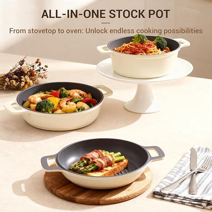 Ammeloo 8-Piece Non Stick Stock Pot with Lid, Ceramic Cooking Pot Set, 4.5 Qt All-in-One Non Toxic Soup Pot for All Stoves, Easy to Clean & Dishwasher Safe, Oven Safe, Induction Ready, PFOA PFAS Free - Image 2