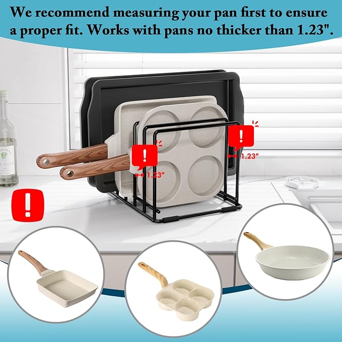 2-Pack Cutting Board Organizer, 5-Slot Steel Kitchen Storage Rack for Cutting Boards, Baking Trays, and Thin Pans - Compact Clutter-Free Solution - Image 2
