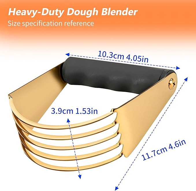 SmileCat Stainless Steel Dough Blender, Dishwasher-Safe Pastry Cutter, Biscuit Cutter, Butter Cutter for Baking. Gold