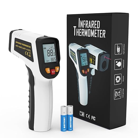KNINE OUTDOORS Infrared Thermometer Laser Temperature Gun, -58℉ to 1112℉, Single Laser Targeting, Distance to Spot Ratio 12:1, for Cooking, Oven and Meat (White) by KnineOutdoors