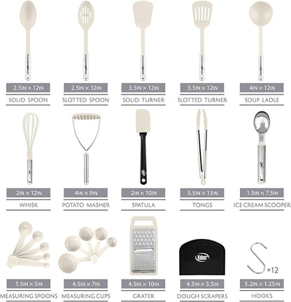 Kitchen Utensils Set 35 PCS Cooking Utensils Set, Nonstick and Heat Resistant Nylon Stainless Steel Silicone Spatula Set - Kitchen Gadgets Home Essentials Kitchen Accessories, Apartment Must Haves - Image 2