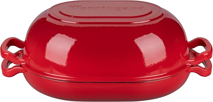 VORRINGARD Enameled Cast Iron Sourdough Bread Oven, Dutch Oven, Loaf Cast Iron Bread Pan for Homemade Bread Baking, Meatloaf Pan with Lid, 7QT, Red - Image 7