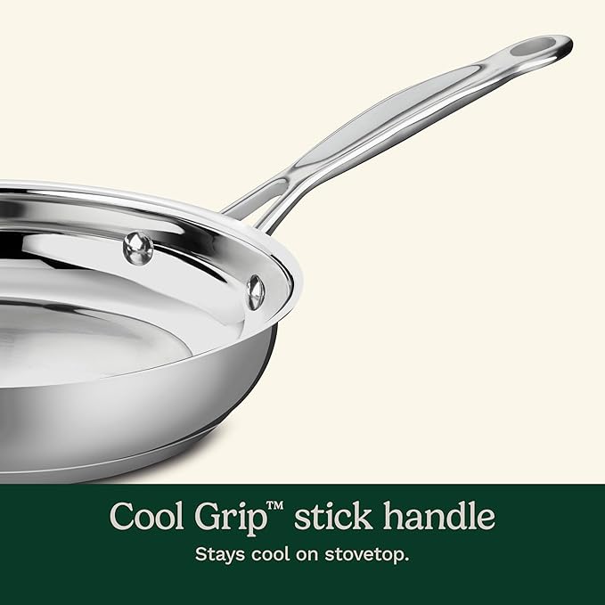 Cuisinart 10-Inch Open Skillet, Stainless Steel Skillet Large Kitchen Pan, Dishwasher Safe, Compatible with Induction, Electric, Gas Cooktops, Oven Safe Saucepan, Cool Grip Handles - Image 3
