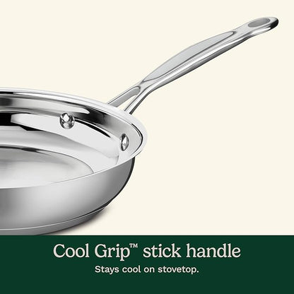 Cuisinart 10-Inch Open Skillet, Stainless Steel Skillet Large Kitchen Pan, Dishwasher Safe, Compatible with Induction, Electric, Gas Cooktops, Oven Safe Saucepan, Cool Grip Handles - Image 3