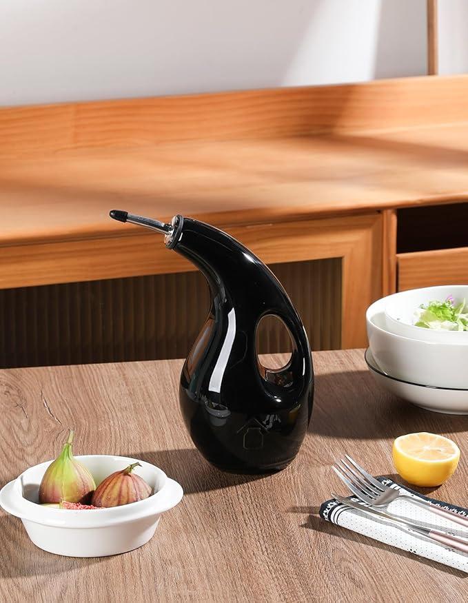 Sweejar Ceramic Olive Oil Dispenser Bottle, 24 Oz Opaque Cruet Protects EVOO Oil to Reduce Oxidation, Suitable for Storage Vinegar, Coffee Syrups, Liquids (Black) - Image 6