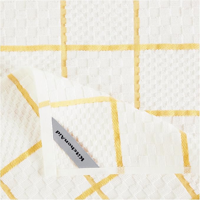 KITCHENAID Quilted Cotton Terry Cloth Oven Mitt, Pot Holder, Kitchen Towel 4-Pack Set, Heat Resistant, Silicone Grip, 16"x26", 7"x13" & 7"x10", Butter Yellow - Image 7