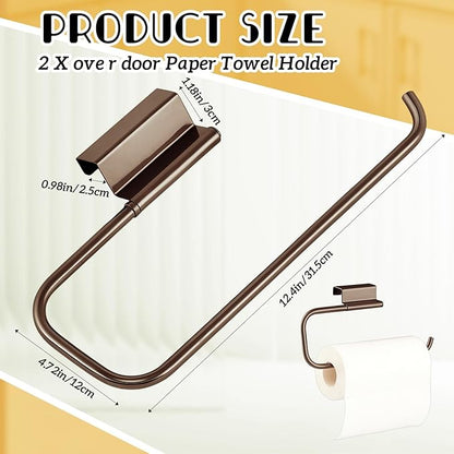 Yaocom 12.4 Inches Cabinet Door Paper Towel Holder Camper Under Sink No Drilling Paper Towel Storage and Dispenser for RV Kitchen Bathroom Laundry Room, Stainless Steel(Vintage Bronze,1 Pcs)