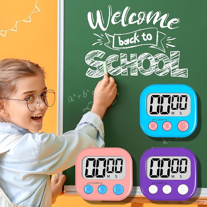ZILLEN 6 Pack Kitchen Timers for Cooking Digital Classroom Timers for Kids Teachers Blue Pink Purple - Image 6