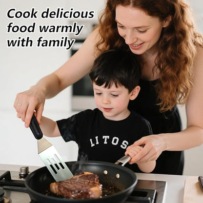 Small Metal Spatula,Mini Spatula for Flipping, Cooking and Baking,Stainless Steel Brownie Spatulas with Non-Slip Handle for kitchen Use