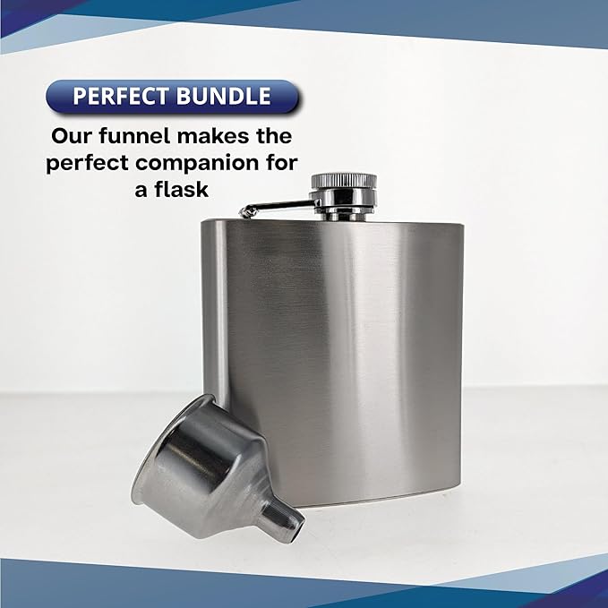 SE Stainless Steel Funnel for Flasks Bottles and Mini Bottles, Small Steel Drink Funnel for Filling Drinking Liquor Flask, Transferring Oil, Juice, Milk -HQ93 - Image 6