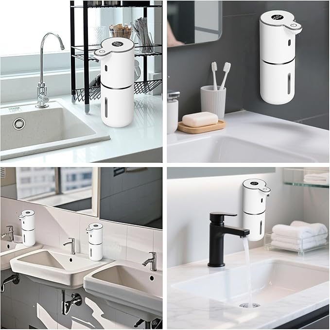 OHIFAST 2 Pack Automatic Liquid Soap Dispenser Touchless, USB Rechargeable Smart Hand Soap Dispenser, 6-Level Adjustable, 12.8oz/380mL Wall Mount for Bathroom Kitchen Dish Soap-White - Image 7