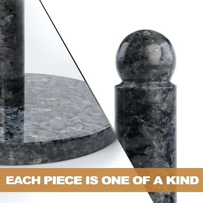 Koville Norwegian Natural Granite Paper Towel Holder Countertop, Genuine Stone Paper Towel Holder Stand for Kitchen Organization/Storage, Fit for Standard or Jumbo-Sized Rolls(Blue Pearl) - Image 6