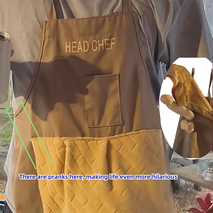 Chef's Prank Apron, Creative Prank Aprons for Men,Funny The Ultimate Gag Gift, Surprise Hiding In The Pocket Gifts