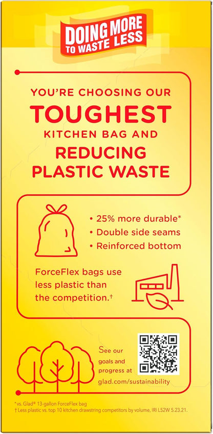 Glad Trash Bags, 13 Gallon, 34 Count (Pack of 2) | ForceFlex MaxStrength | Tall Kitchen Drawstring | Beachside Breeze Scent - Image 10