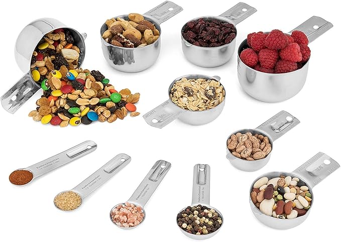 Hudson Essentials Stainless Steel Measuring Cups and Spoons Set - Stackable Set with Spout (11 Piece Set) - Image 3