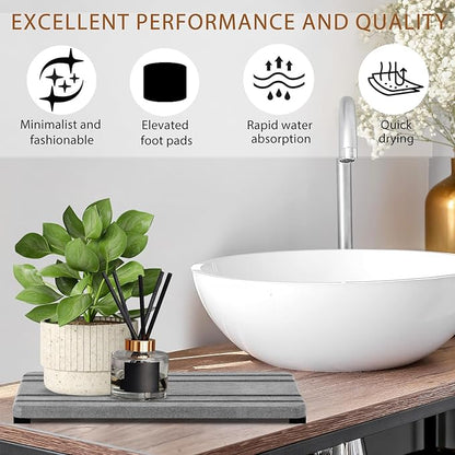 3PCS Water Absorbing Stone Tray, DryingNeat Diatomite Stone Sink Tray, Instant Dry Sink Coasters, Kitchen Sponge Hand Soap Holder, Countertop Fast Drying Counter Trays,8 * 4inch and 4 * 4inch - Image 4