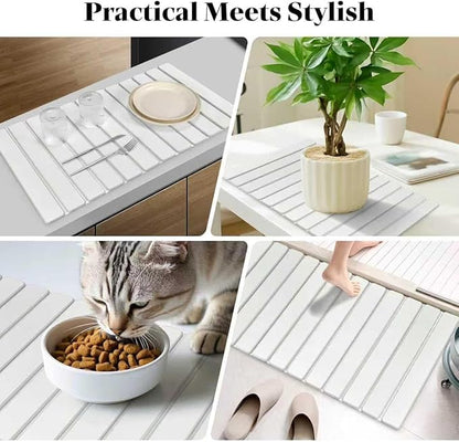 Large Stone Dish Drying Mats for Kitchen Counter, 28"(L)×16"(W), Fast Drying Collapsible Dish Drying Mat, Eco-Friendly Absorbent Diatomaceous Earth Mats for Dishes Cups, Match Any Countertop - Image 7