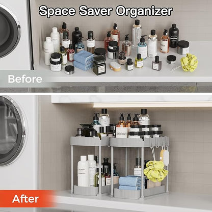 Ukeetap 2 Pack Multi-Purpose Pull-Out Storage Organizers, Under Sink Organizers and Storage for Bathroom & Kitchen, Under Cabinet Organizers and storage, 12.8 Inch, Grey - Image 5