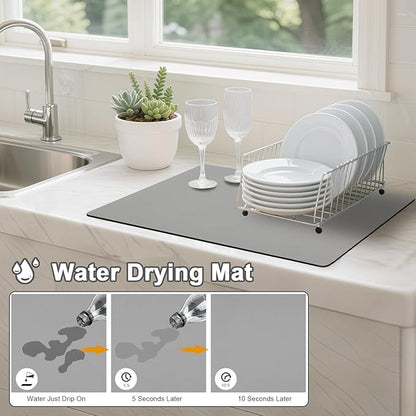 Dish Drying Mats for Kitchen Counter, Waterproof Coffee Mat for Countertop, Under Sink Mats, Coffee Bar Mat Accessories