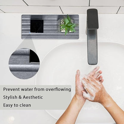 Diatomite Soap Dish, Water Absorbing Stone Tray, Kitchen Sink Organizer, Fast Drying Counter Holder (Grey, 9.5" x 4.7"/24 x 12cm)