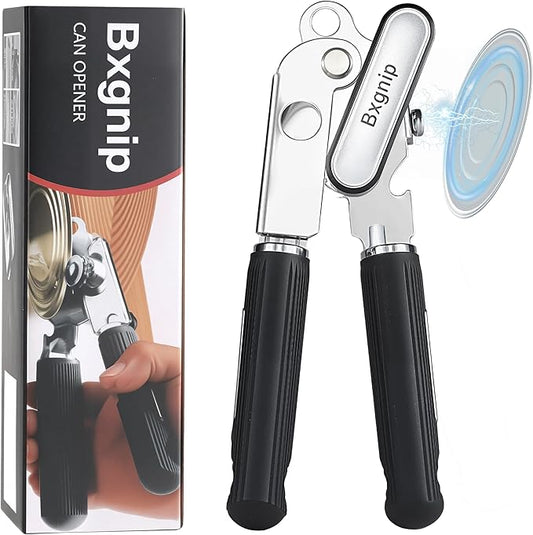 Can Opener Manual with Magnet,Soft Grip Rubber Handle Sharp Blade Smooth Edge,Effortless knob,Heavy Duty Can Opener with Multifunctional Bottle Opener by Bxgnip