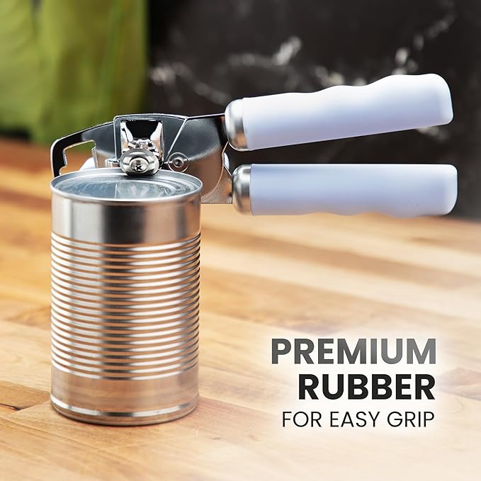 Zulay Kitchen Heavy Duty Stainless Steel Can Opener Manual with Bottle Opener - Rust Proof Manual Can Opener With Turn Knob & Comfy Soft Grip Handles - Light Blue - Image 8