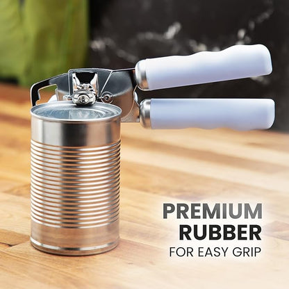 Zulay Kitchen Heavy Duty Stainless Steel Can Opener Manual with Bottle Opener - Rust Proof Manual Can Opener With Turn Knob & Comfy Soft Grip Handles - Light Blue - Image 8