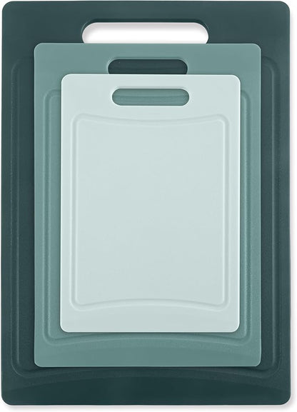 COOK WITH COLOR Non-Slip Cutting Board Set – Kitchen Essentials with Easy Grip Handle for Meat, Veggies, and Fruits, 3 Cutting Boards, Teal - Image 7