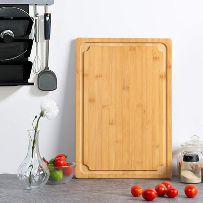 Extra Large Cutting Board, 16" Bamboo Cutting Boards for Kitchen with Juice Groove and Handles Kitchen Chopping Board for Meat Cheese board Heavy Duty Serving Tray, L, Empune - Image 7