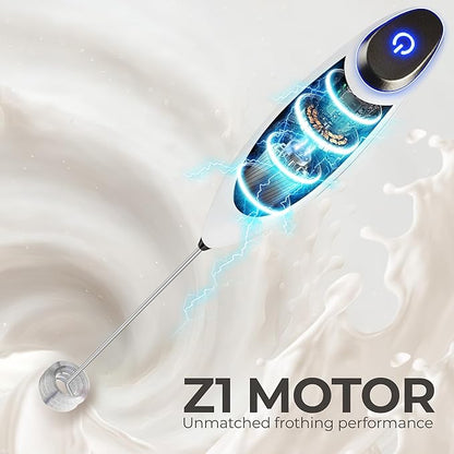 Zulay Kitchen Patented Tornado Triple Whisk Milk Frother with 4 Duracell Batteries – Handheld Foam Maker for Coffee, Lattes, Matcha & Hot Chocolate – Rich, Creamy Froth in Seconds - White & Black - Image 7