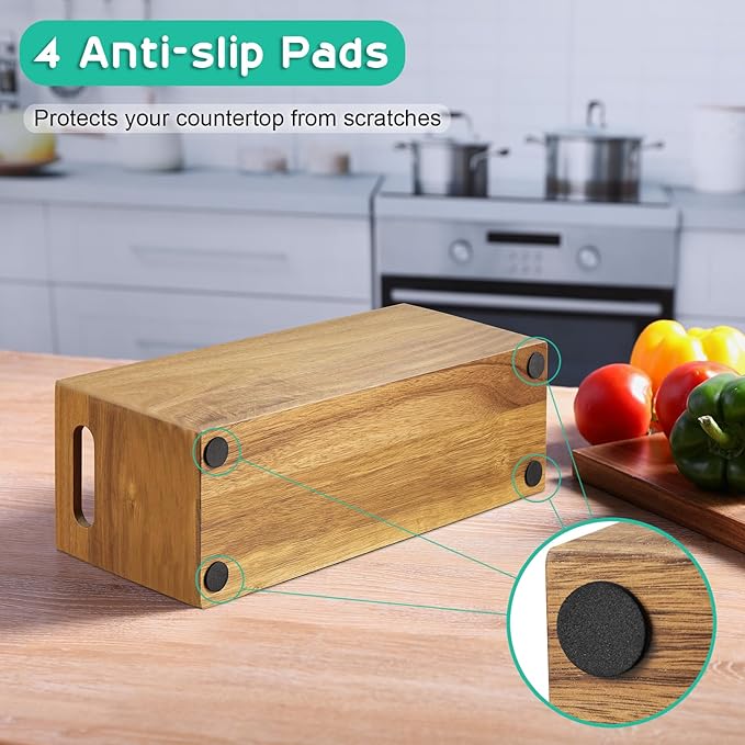 ALELION Acacia Wood Utensil Holder with Removable Divider - 4 Compartment Wooden Utensil Caddy Organizer for Kitchen Counter - Cooking Utensil Crock for Countertop - Image 7
