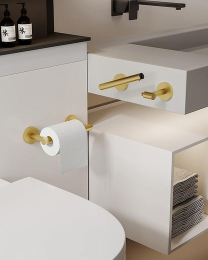 RARXTR Gold 2 Pack Toilet Paper Holder SUS304 Stainless Steel Double Post Pivoting Toilet Paper Roll Holder Wall Mounted Toilet Tissue Holder for Commercial Bathroom RV