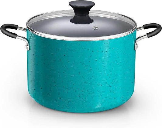 Cook N Home Nonstick Stockpot with Lid 8-Quarts, Professional Cooking Soup Pot, Canning Cookware, Turquoise by CookNHome