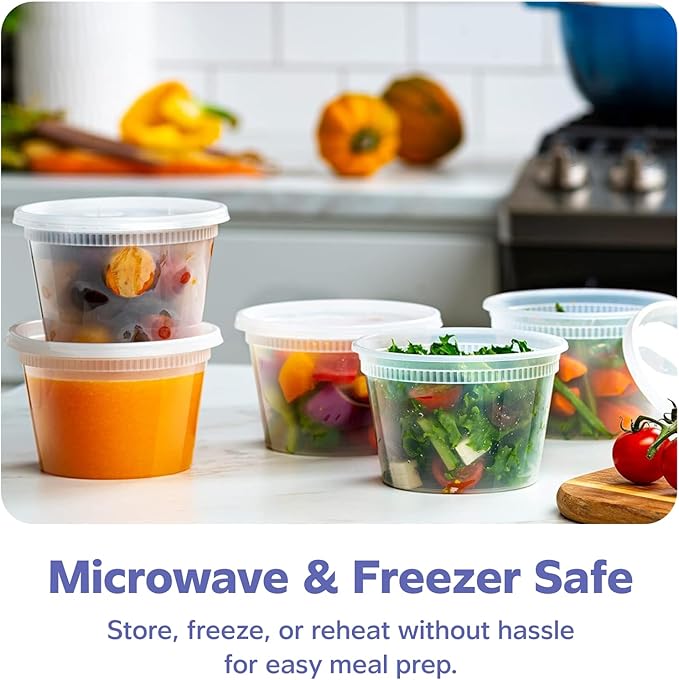 GUSTO [48 Sets 16 oz. Plastic Deli Disposable Food Storage Containers With Airtight Lids (Formerly Comfy Package) - Image 3
