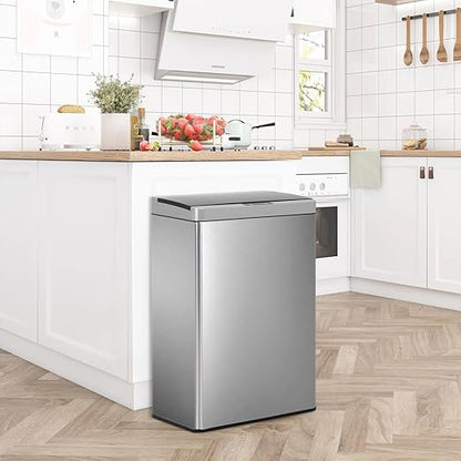 BestOffice 13 Gallon(50L) Trash Can Stainless Steel Kitchen Garbage Can with Automatic Sensing Cover Anti-Fingerprint for Home Office Bathroom Bedroom Kitchen Trash Can with Lid Waste Bin - Image 6