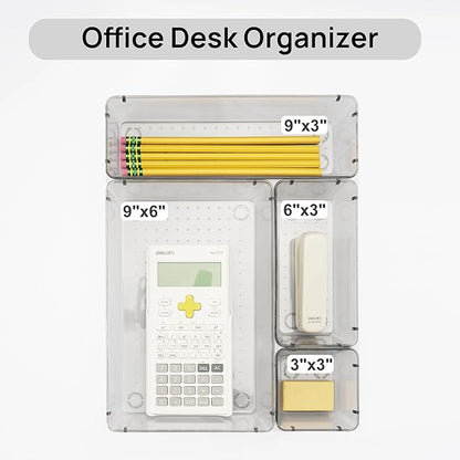 Vtopmart 25 PCS Office Desk Drawer Organizers Set, 4-Size Versatile Plastic Drawer Organizer Trays, Storage Bins for Desk Accessories Office Organizers and Storage, Bathroom, Makeup, Vanity - Image 5