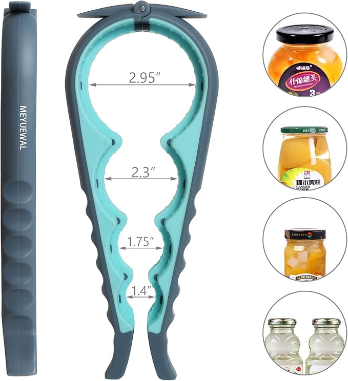Jar Opener, 5 in 1 Multi Function Can Opener Bottle Opener Kit with Silicone Handle Easy to Use for Children, Elderly and Arthritis Sufferers (New blue) - Image 2