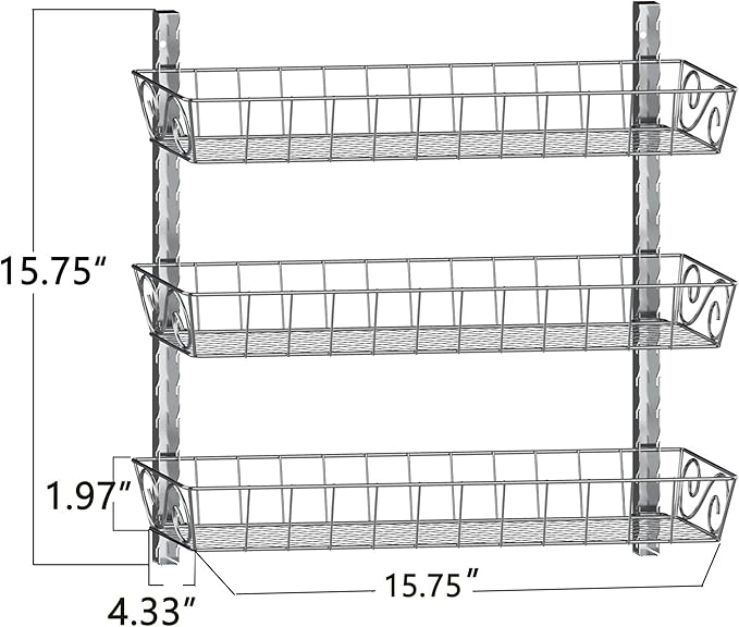 SWOMMOLY Adjustable Wall Mount Spice Rack, 3-Tier Dual-use (Multi-use) Organizer, Silver - Image 3