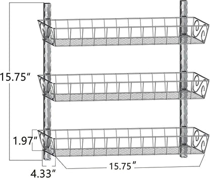 SWOMMOLY Adjustable Wall Mount Spice Rack, 3-Tier Dual-use (Multi-use) Organizer, Silver - Image 3