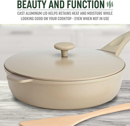 Goodful All-in-One Pan, Multilayer Nonstick, High-Performance Cast Construction, Multipurpose Design Replaces Multiple Pots and Pans, Dishwasher Safe Cookware, 11-Inch, 4.4-Quart Capacity, Linen