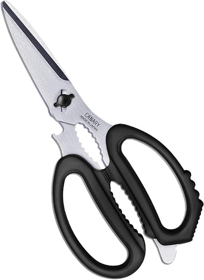 CANARY Japanese Kitchen Scissors Heavy Duty 8.2", Made in JAPAN, Dishwasher Safe Come Apart Blade, Multipurpose Kitchen Scissors, Sharp Serrated Japanese Stainless Steel, Black by CANARY