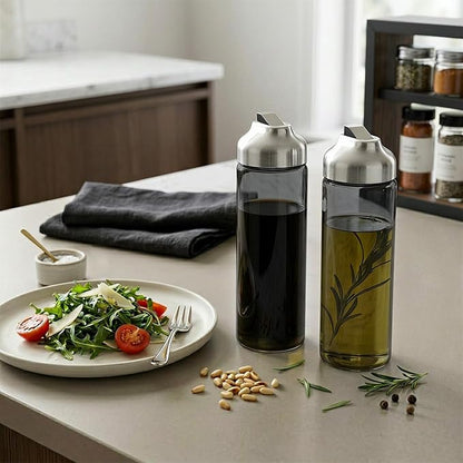 Aelga Olive Oil Dispenser Bottle for Kitchen, 2-Pack 14oz Dark Glass Oil and Vinegar Dispenser Set, Auto Flip Lid, UV-Protected Cooking Oil Cruet with Drip-Free Pour Spout - Image 6