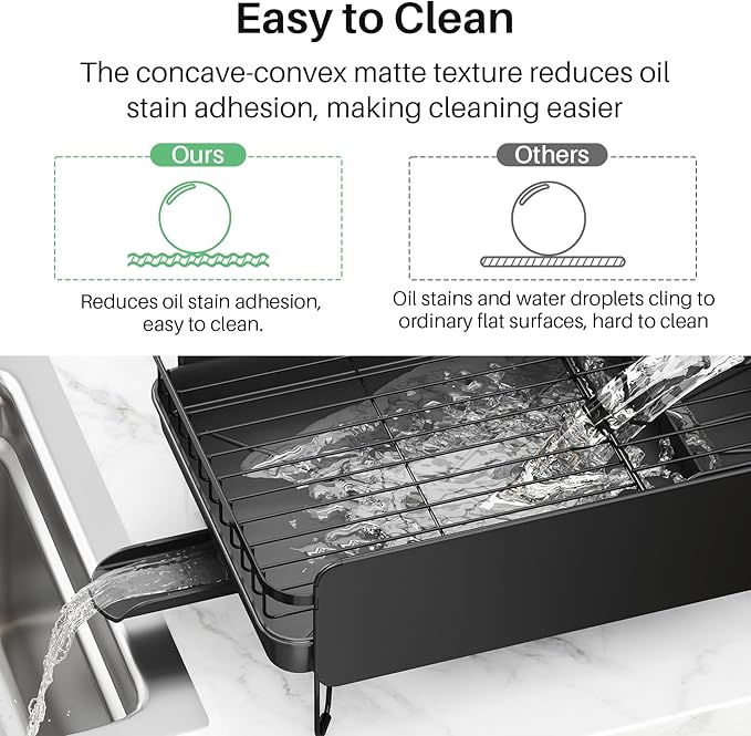 SNTD Dish Drying Rack - Large Dish Racks for Kitchen Counter, Expandable Dish Drainers with Cutlery Holder Stainless Steel Rustproof, Black - Image 7