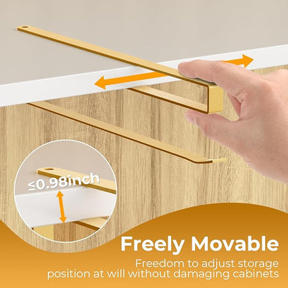 2 PCS Tumbler Lid Organizers, Ample Lid Capacity Up to 30 Lids, No Adhesive No Drill Yeti Lid Organizer Holder Inside Cabinet, Space-Saving Stanley Tumbler Cup Lid Holder Organizer for Kitchen (Gold) - Image 6
