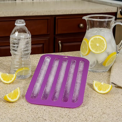 HIC Kitchen Silicone Water Bottle Ice Tray, Non-Stick, Set of 2, Each Tray Makes 5 Long Ice Sticks