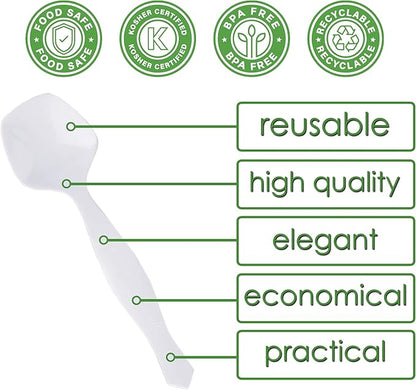 PARTY BARGAINS Disposable White Plastic Serving Spoons 8.75″ – Heavy-Duty White Plastic Spoons for Parties, Catering, Weddings, Events – 6 Count