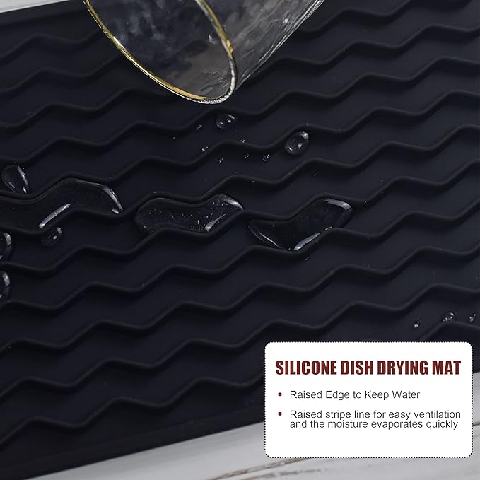 Silicone Dish Drying Mat for Multiple Usage, Easy clean, Eco-friendly, Heat-resistant Dish Drainer Mat for Kitchen Counter,Sink,Refrigerator or Drawer liner (12" x 6", Translucent) - Image 6